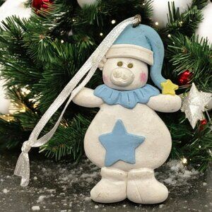 Vintage Sleepy Polar Bear Christmas Tree Ornament With Star Design